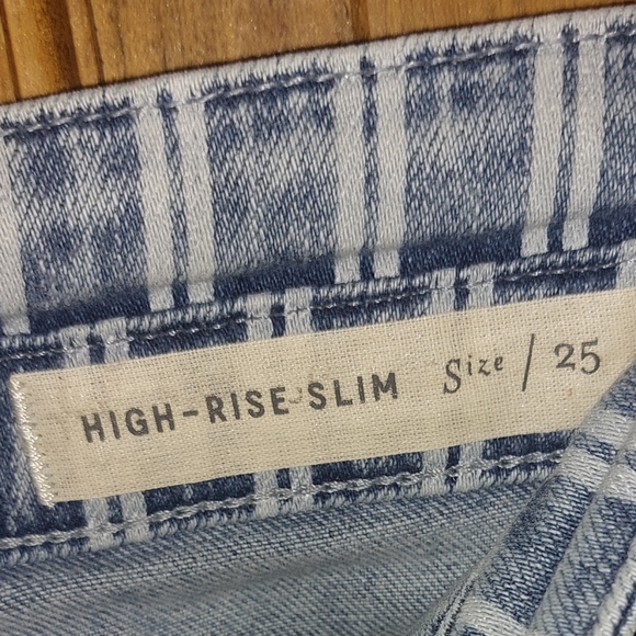 Anthropologie Pilcro Acid Washed High Rise Striped Jeans Size 25 - Picture 7 of 9